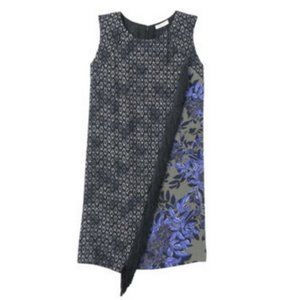 Rebecca Taylor Box Step Fringe Black Silk Dress 2